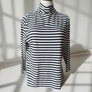 Vince Camuto 3/4 Sleeve Striped Mock Neck Top